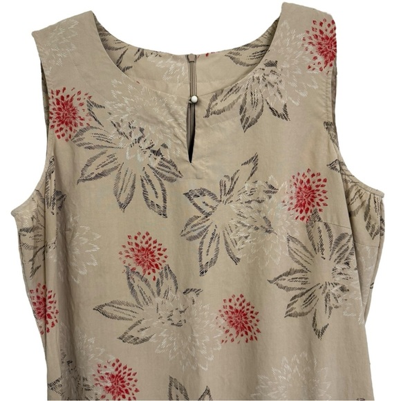 Vintage Silk Floral Maxi Sun Dress Size 14 Tan Red 90s Liz Claiborne - Picture 3 of 8